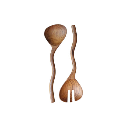 Wavy Teak Serving Spoons