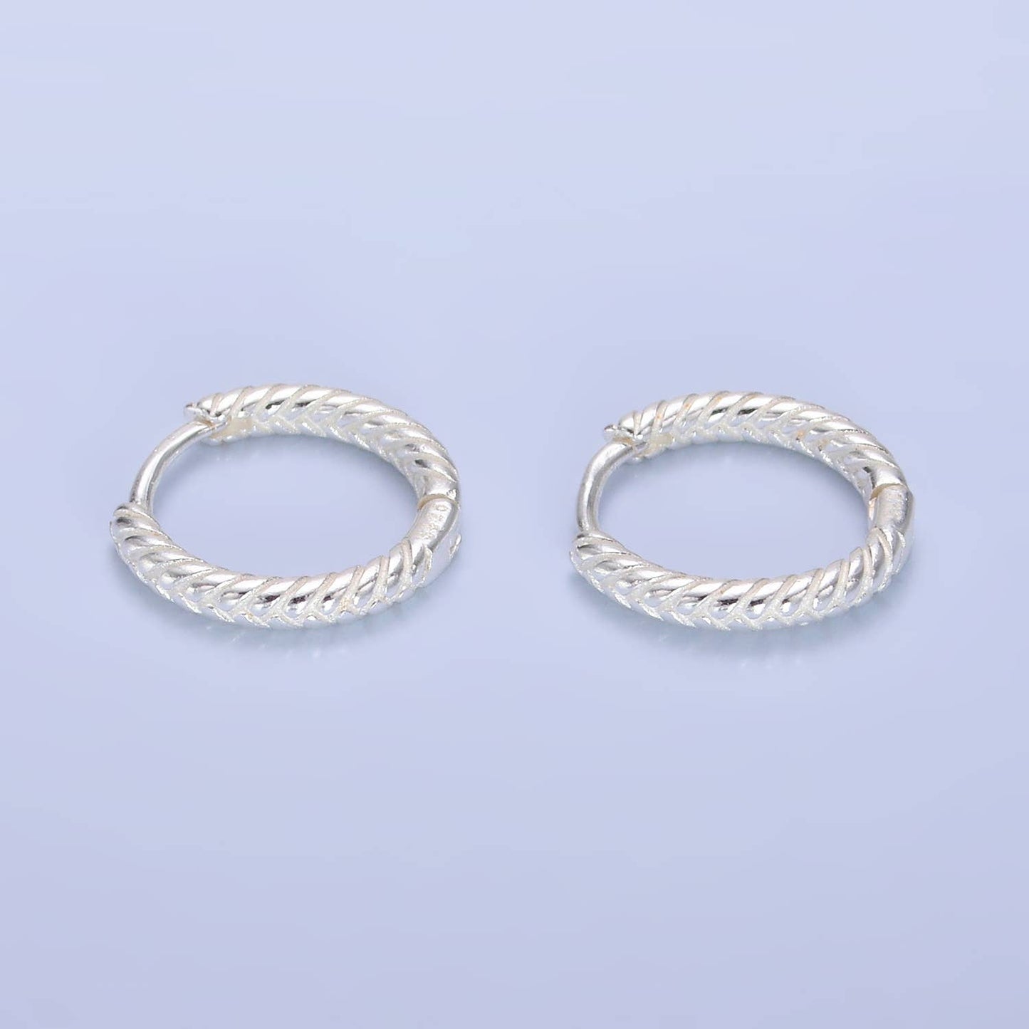 Sterling Silver Textured Hoop Earrings
