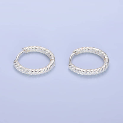Sterling Silver Textured Hoop Earrings