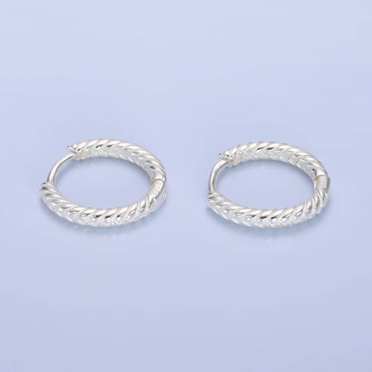 Sterling Silver Textured Hoop Earrings