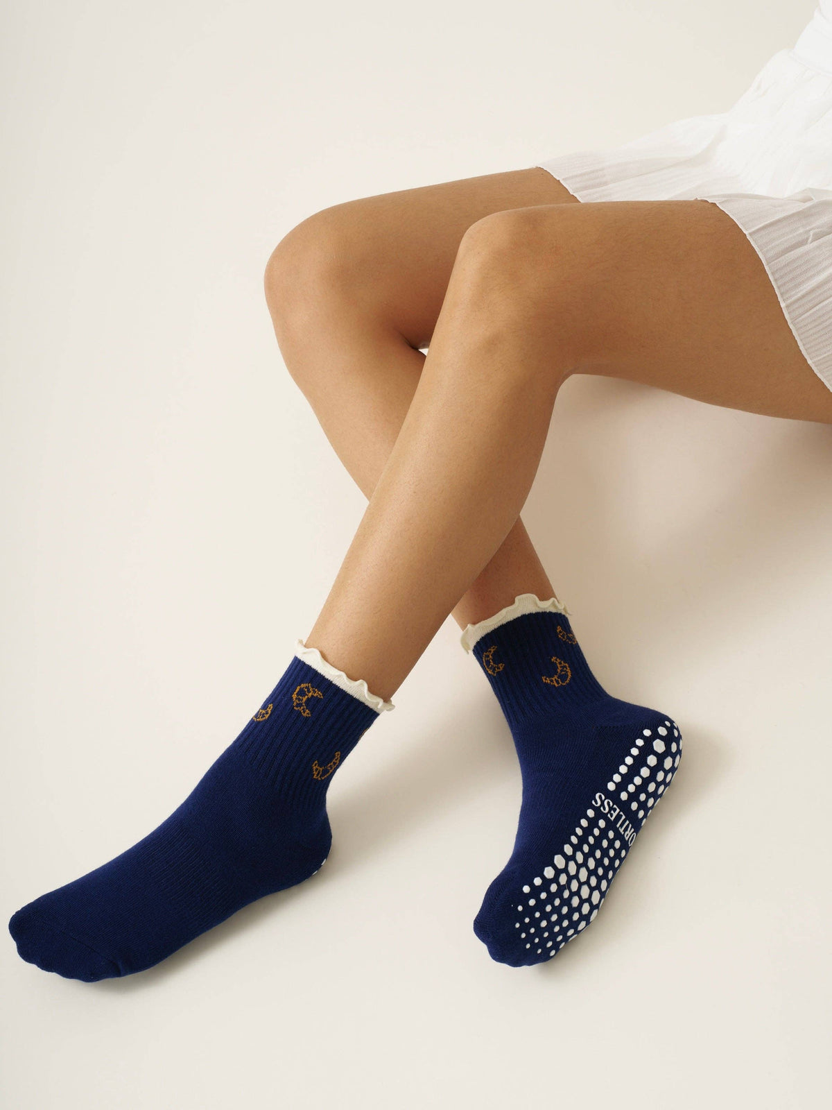 Croissant Ruffle Grip Socks Organic Cotton