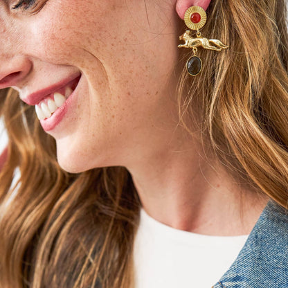Felicity Fox Carnelian Smoky Quartz Earrings