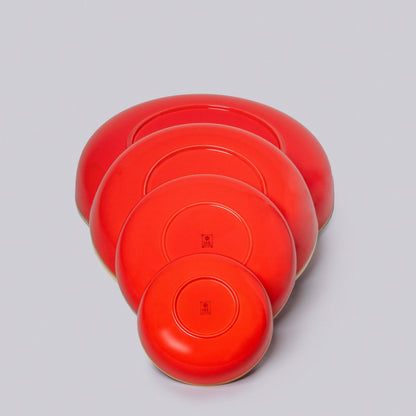 Glazed Porcelain Nesting Bowls, Coral Red