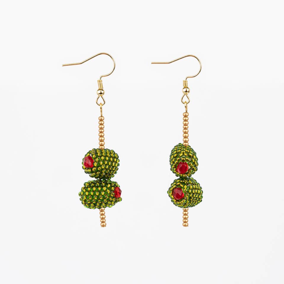 Olive Beaded Fair Trade Earrings