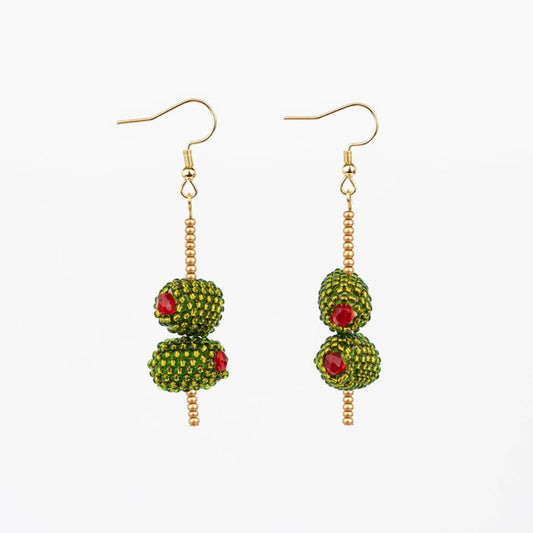 Olive Beaded Fair Trade Earrings