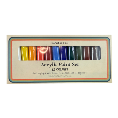 Acrylic Paint Set 12 Mini Colors Water Based