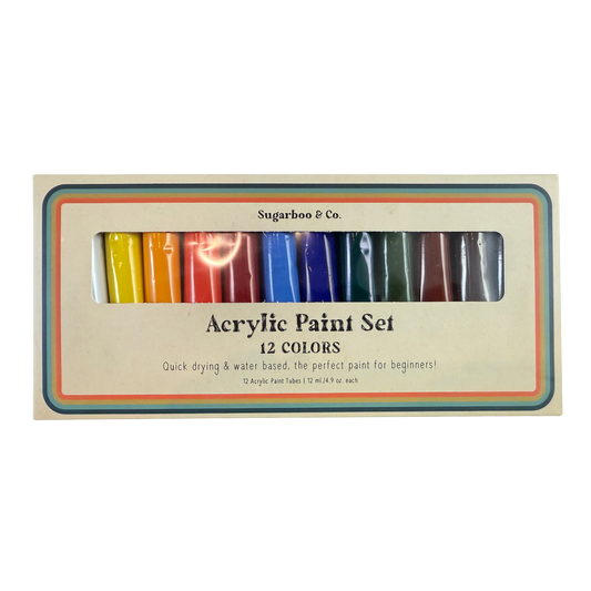 Acrylic Paint Set 12 Mini Colors Water Based
