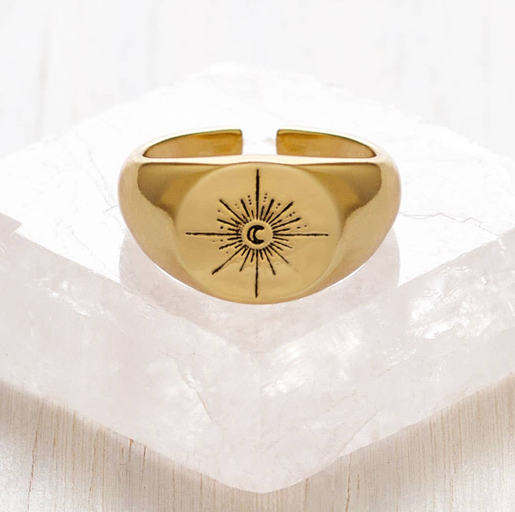 Moonlight Adjustable Brass Signet Ring