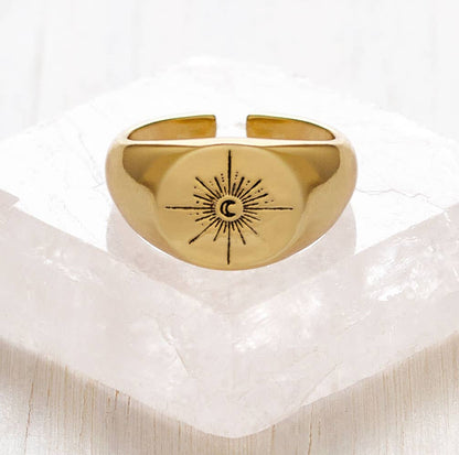 Moonlight Adjustable Brass Signet Ring