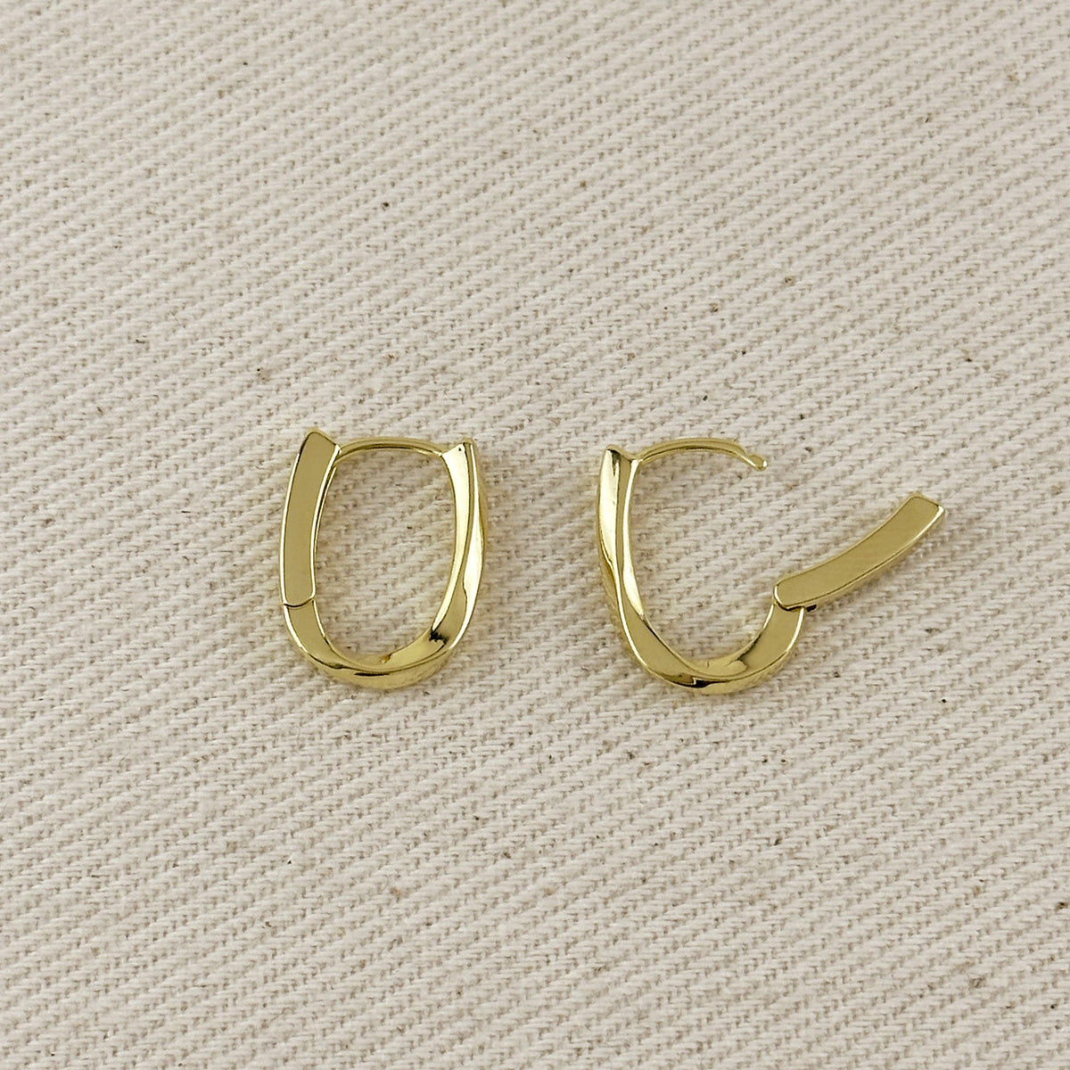 Gold Filled Twist Oblong Hoop Earrings