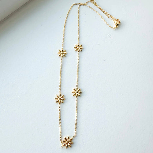 Fun Flower 18k Gold Stainless Steel Necklace