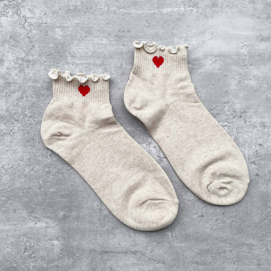 Ivory red Heart Socks