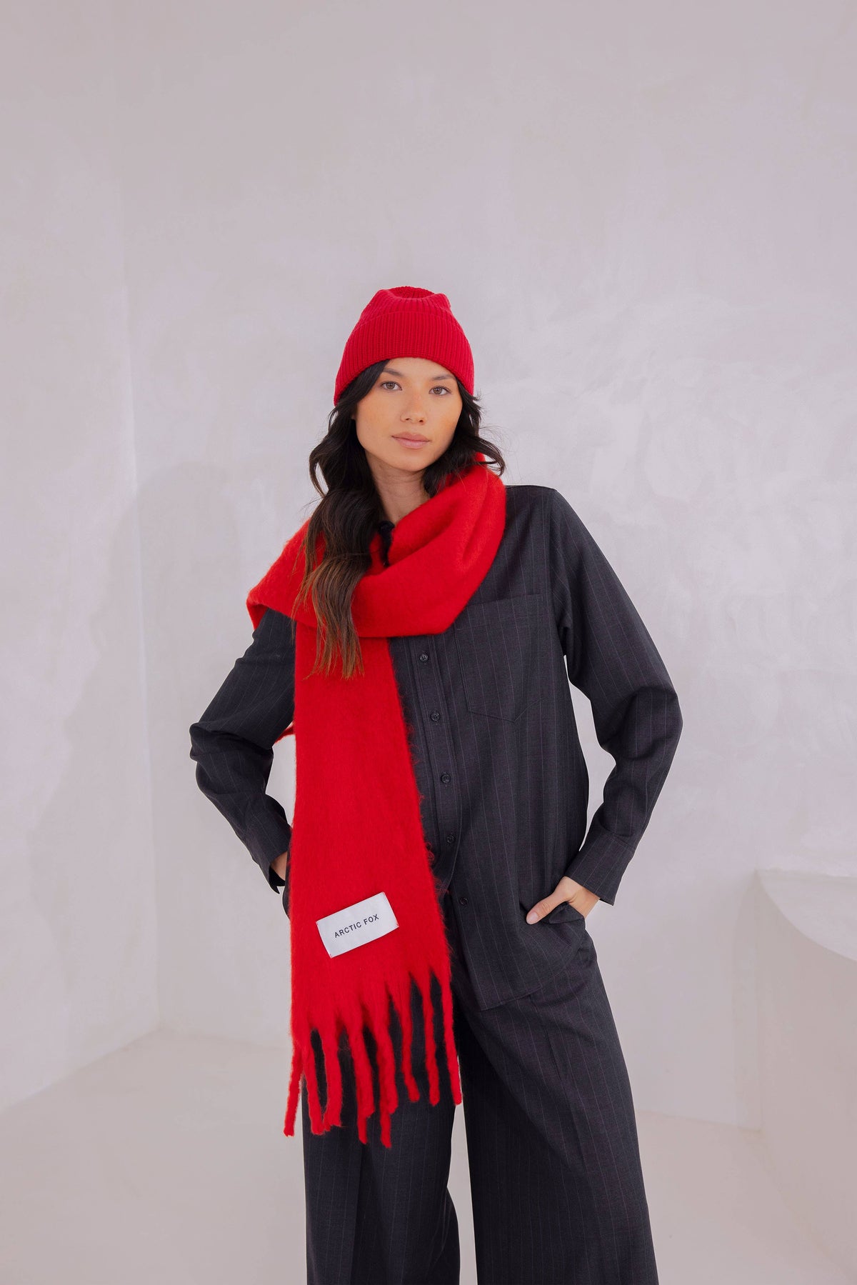 Crimson Red Stockholm Recycled Winter Scarf