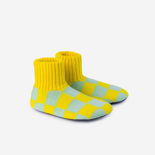 Checkerboard Knit Sock Slippers