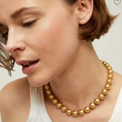 Waterproof Gold or Silver Bead Choker Necklace