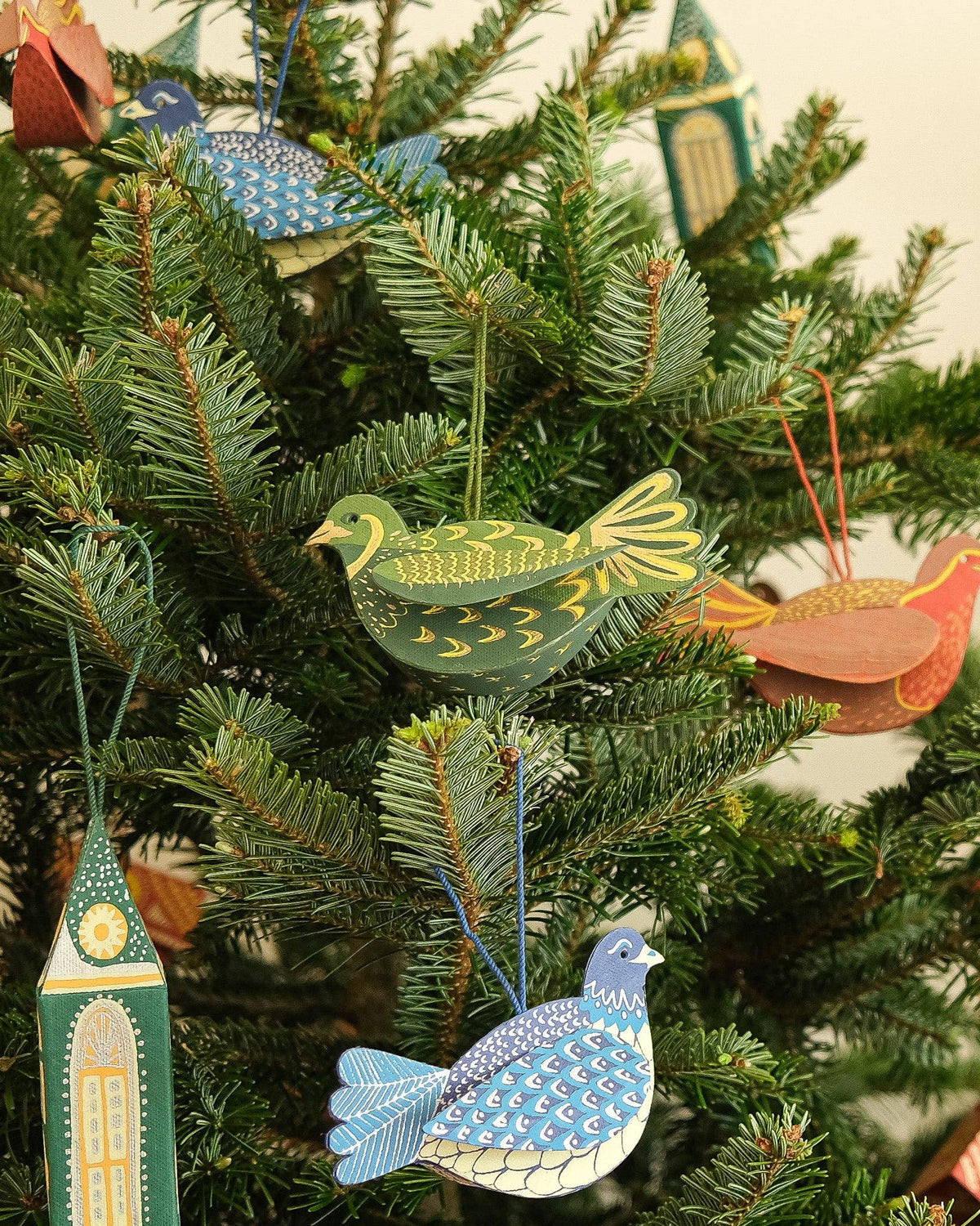 Partridge Screen Printed Paper Christmas Ornament