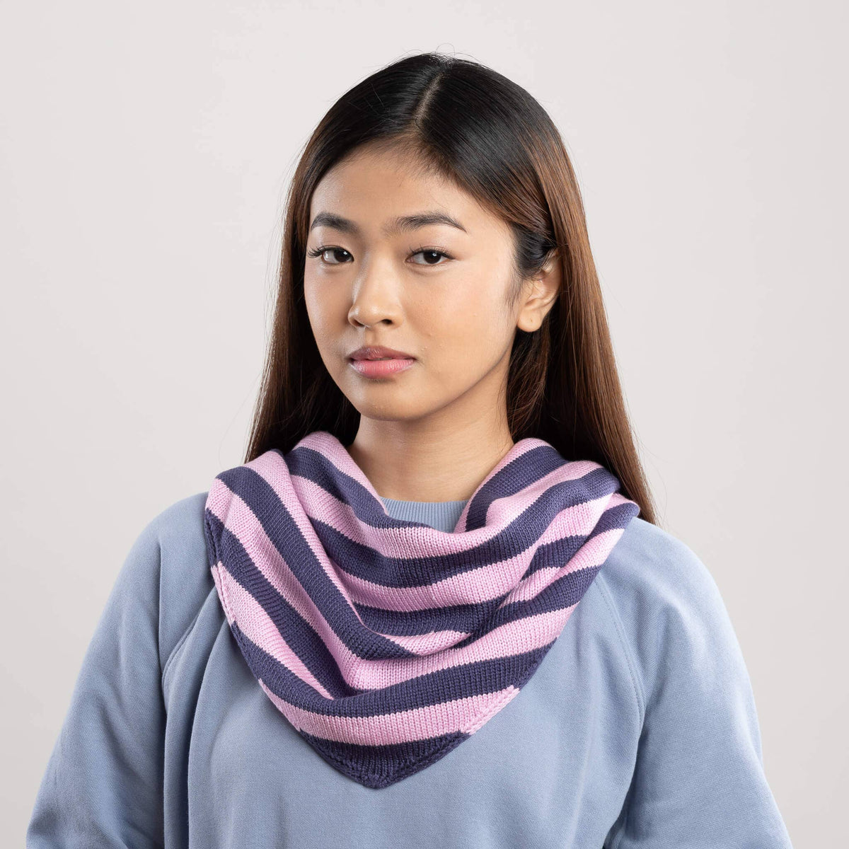 Simple Stripe Knit Triangle Scarf Neckerchief