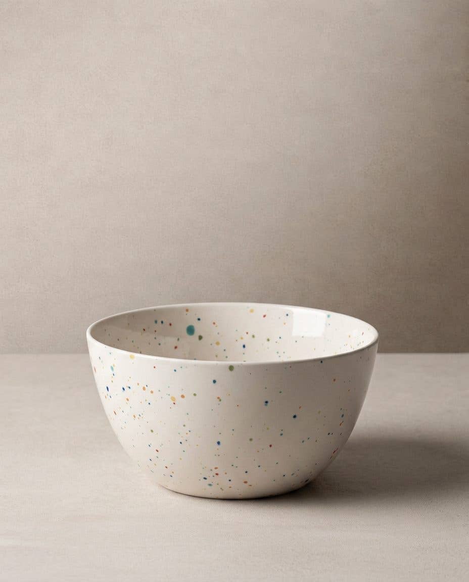 White Party Stoneware Bowl Reactive Glaze