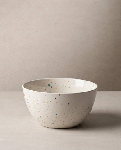 White Party Stoneware Bowl Reactive Glaze