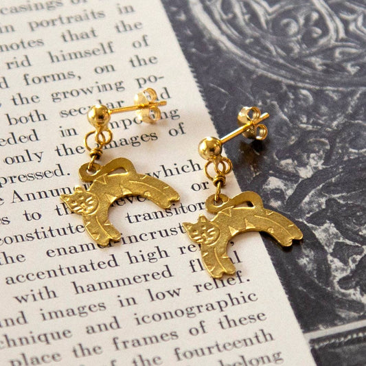 Vintage Small Cat Charm Earrings