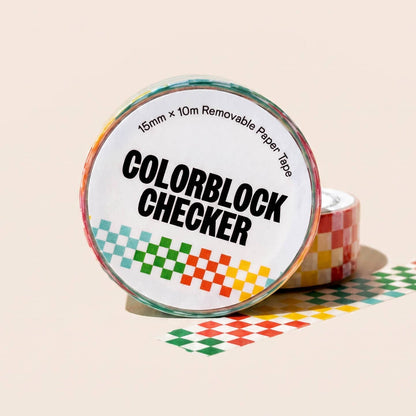 Colorblock Checker Washi Tape Multicolor Decorative Tape