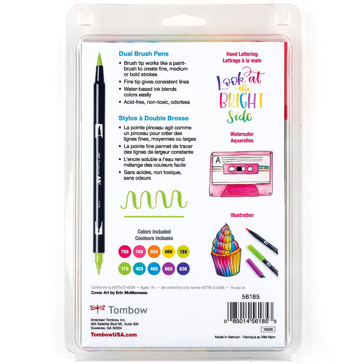 Tombow Dual Brush Pen Art Markers Bright 10 Pack