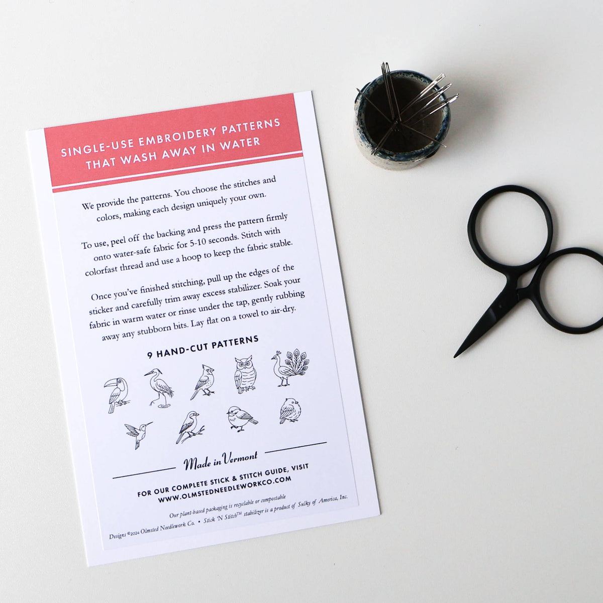 Bird Stick and Stitch Embroidery Patterns Set of 9