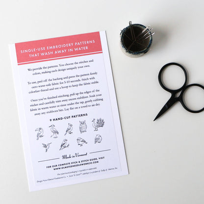 Bird Stick and Stitch Embroidery Patterns Set of 9