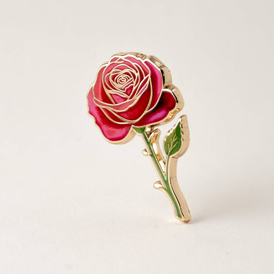 Red Rose Enamel Brooch Lapel Pin
