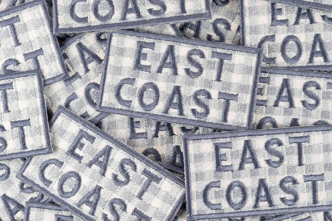 East Coast Blue Gingham Embroidered Iron On Patch