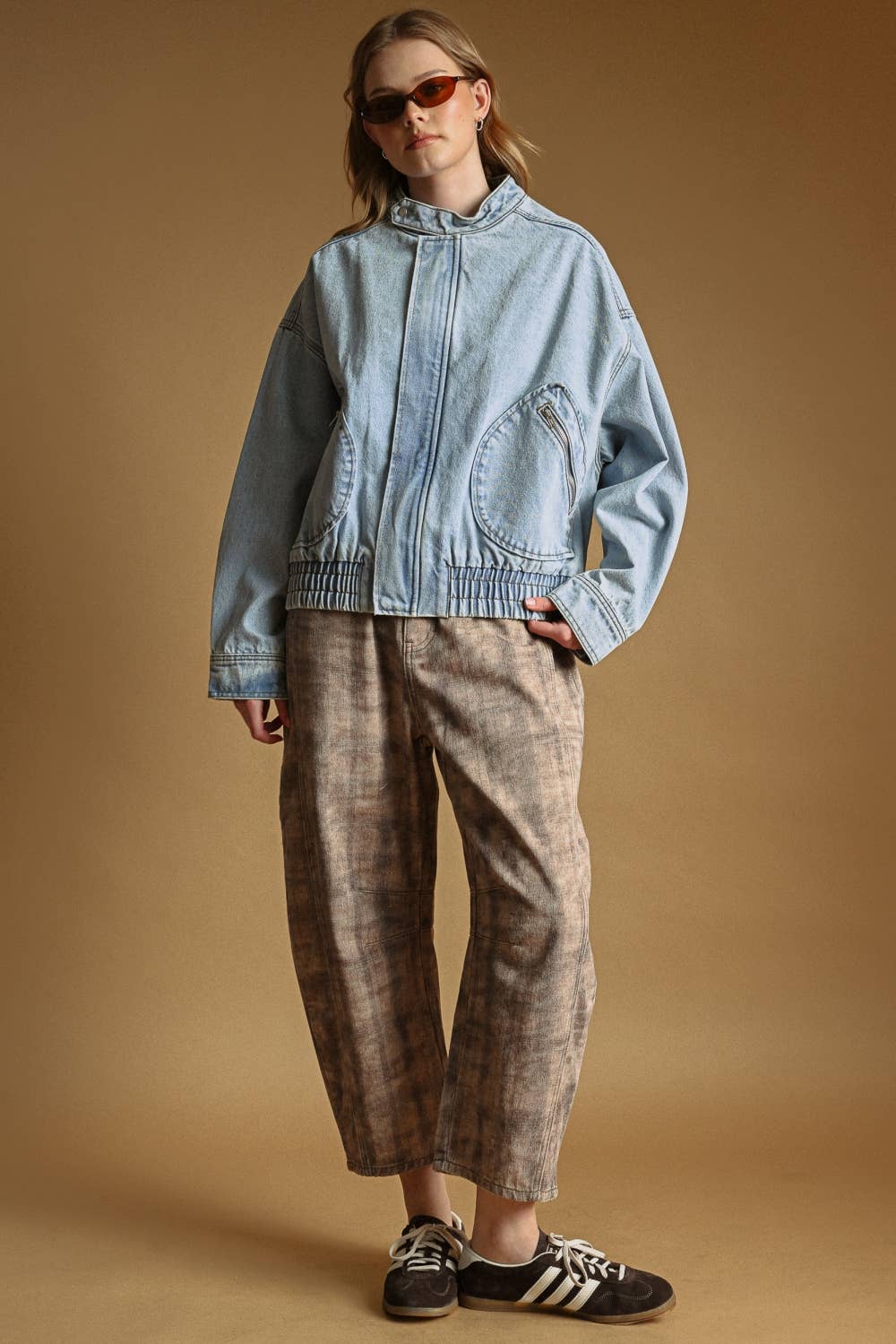 Washed Denim Bomber Jacket
