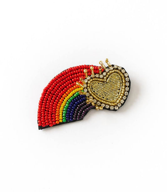 Beaded Rainbow Brooch Pin