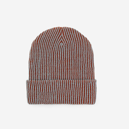 Two-Tone Rib Knit Beanie Unisex One Size