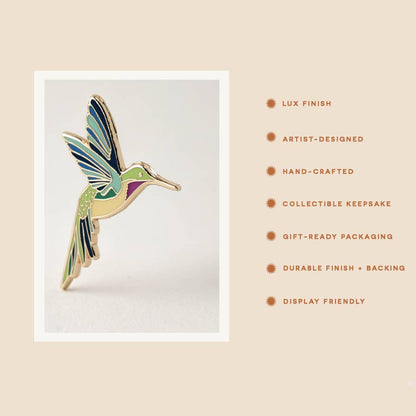 Hummingbird Hard Enamel Lapel Pin Gold