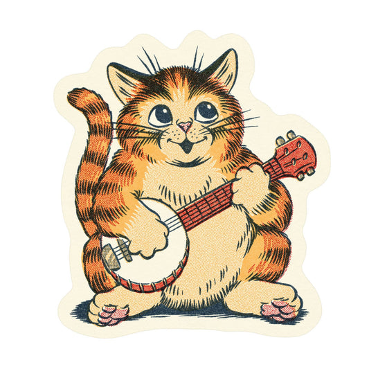 Banjo Cat Waterproof Vinyl Sticker
