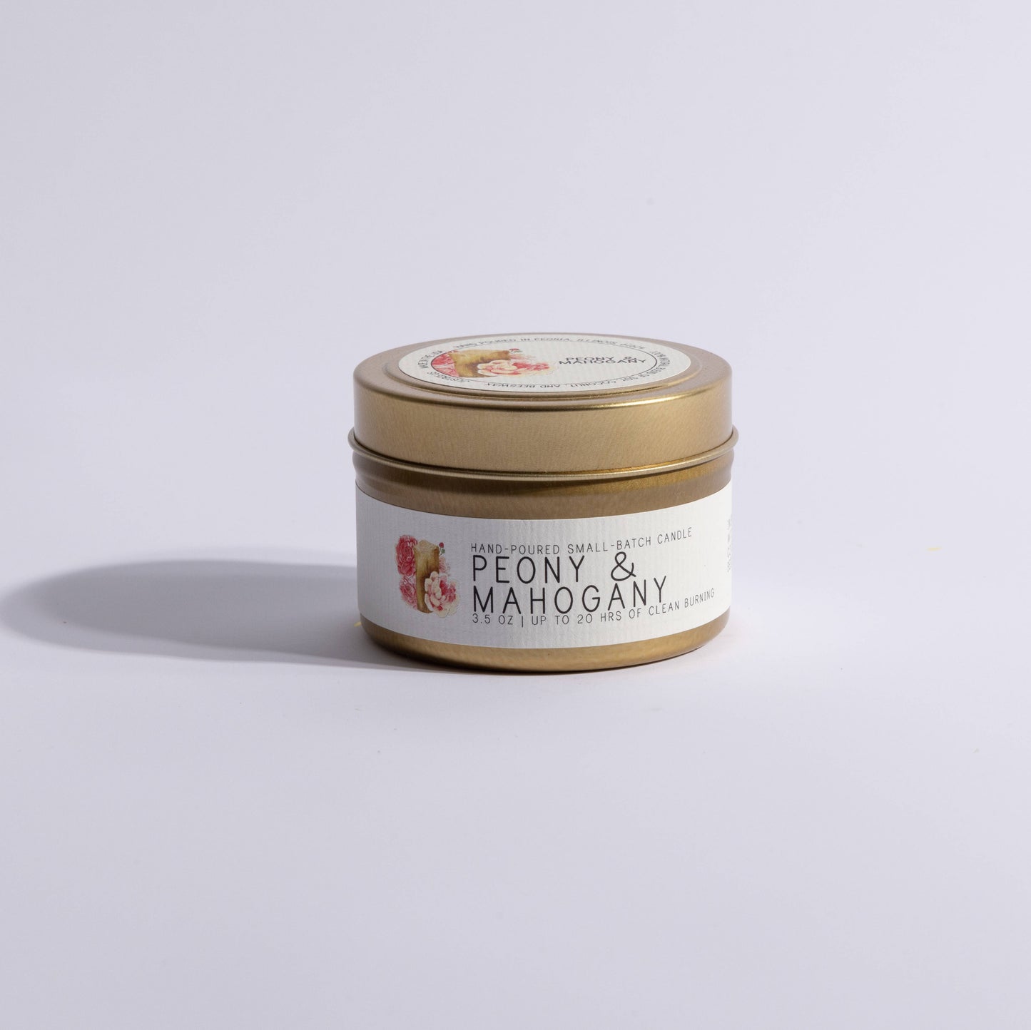 Peony & Mahogany- Tin - Just Bee Candle