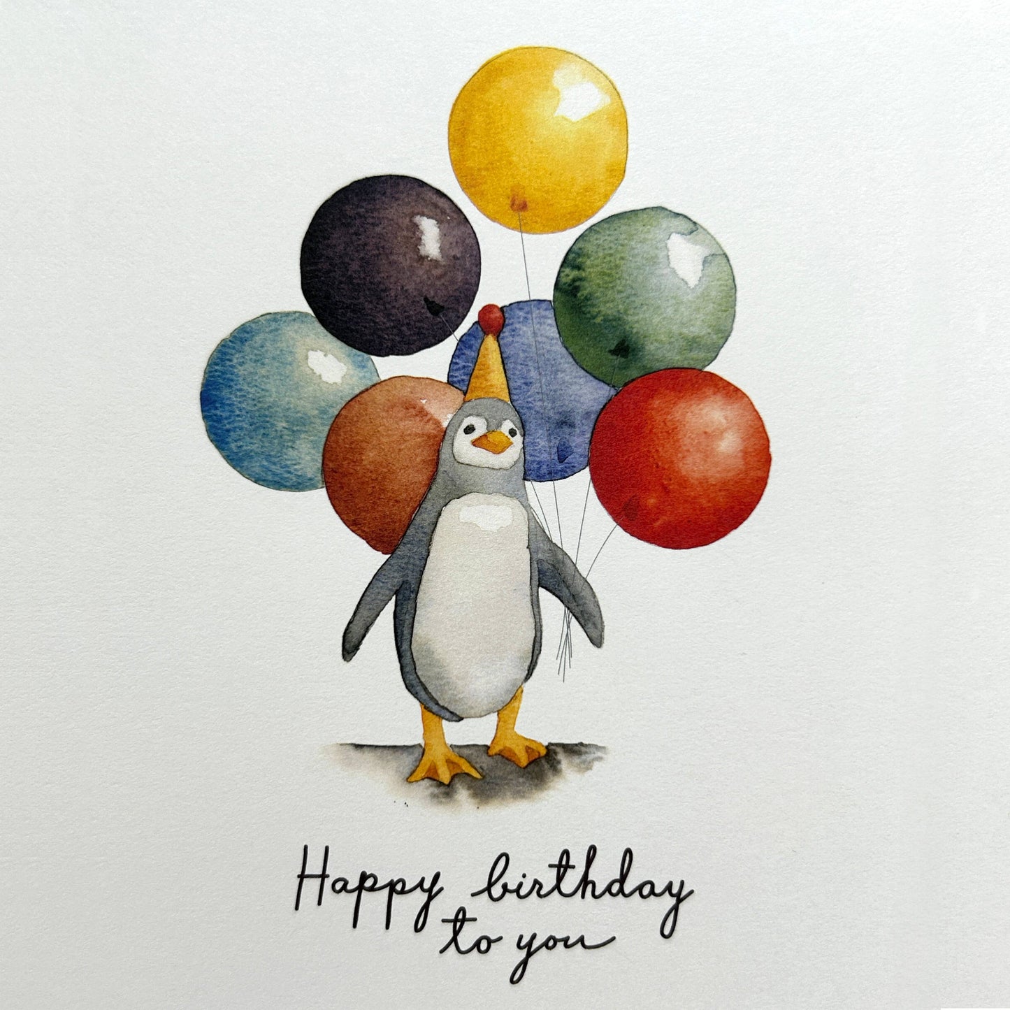 Penguin with Balloons - Birthday