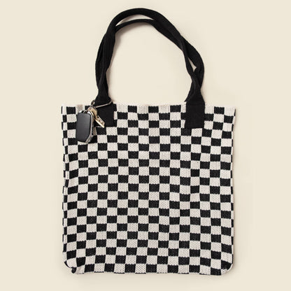 Black Checkered Tote Bag