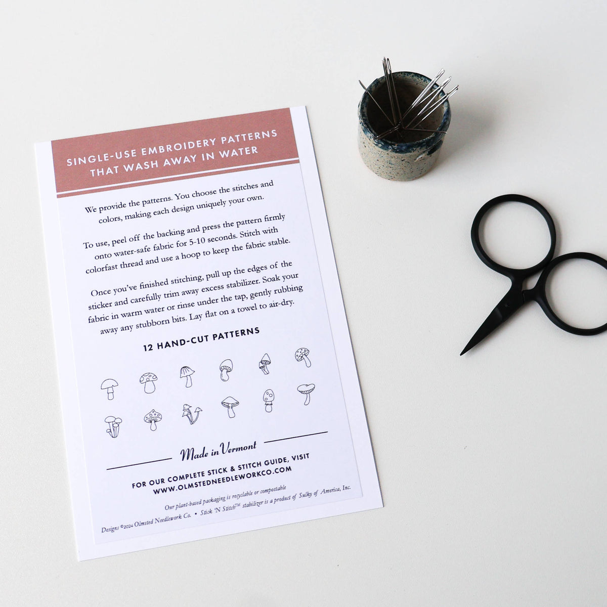 Mini Mushroom Stick and Stitch Embroidery Patterns