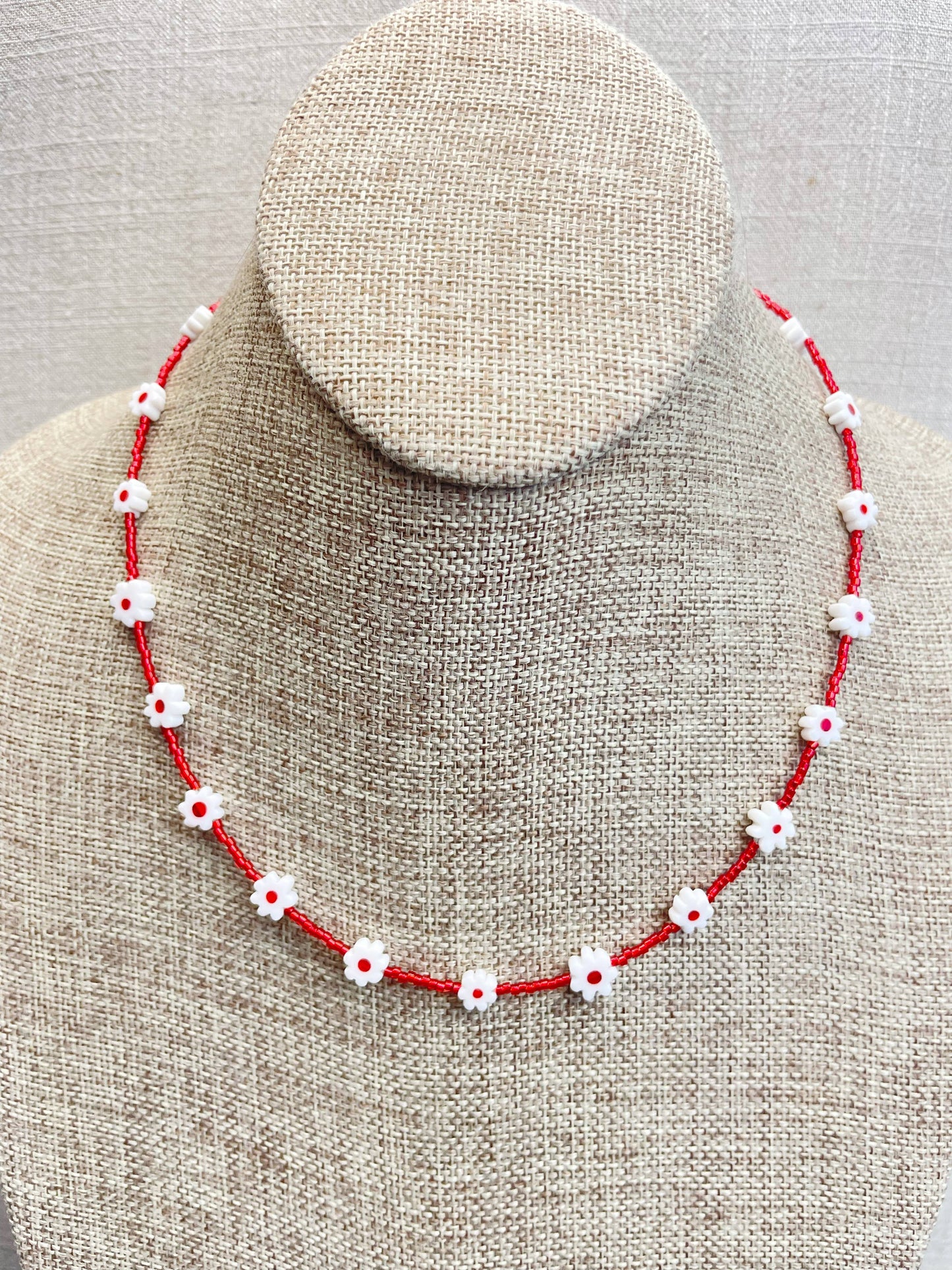 Glass Floral Beaded Delicate Necklace