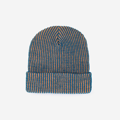 Two-Tone Rib Knit Beanie Unisex One Size