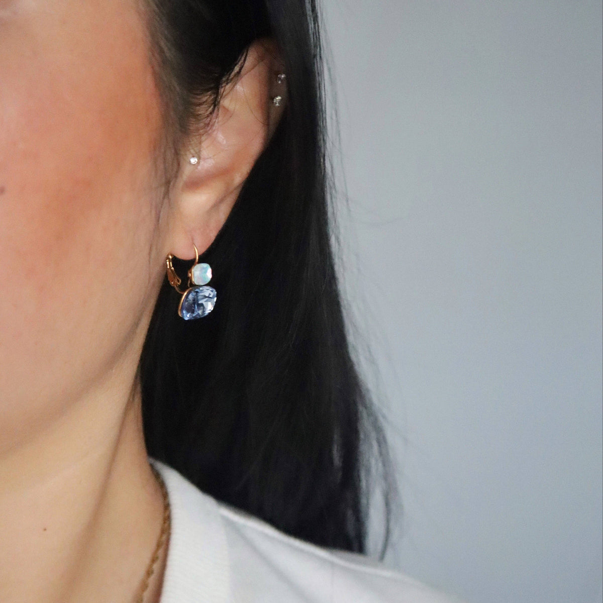 Blue Serenity Faceted Drop Earrings