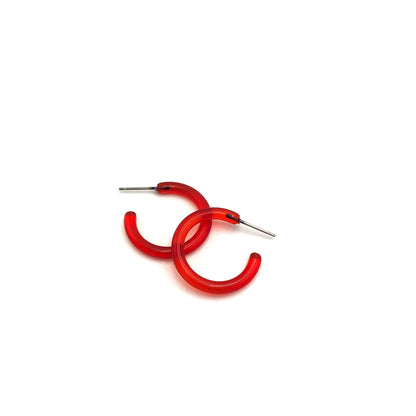 Red Small Jelly Tube Hoop Earrings -1"