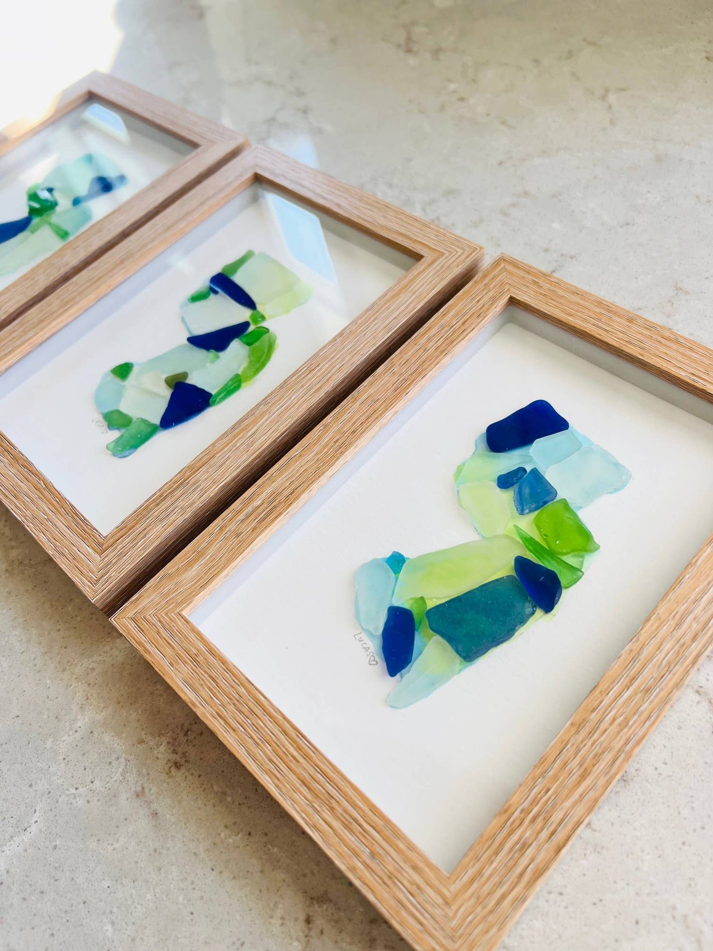 New Jersey Sea Glass Art – Handmade Watercolor & Sea Glass State Silhouette