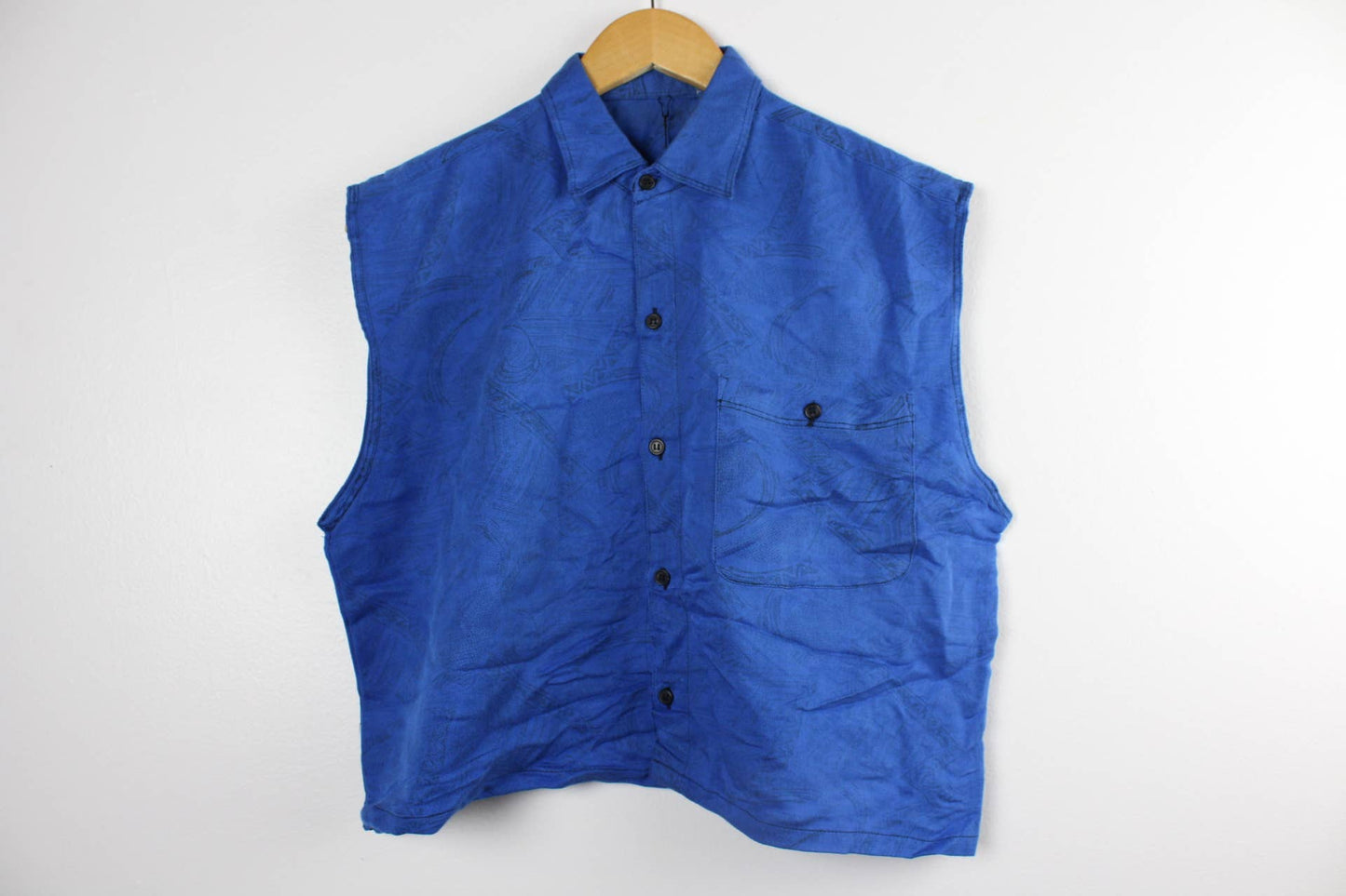 Upcycled Cropped Button-Up Blouse