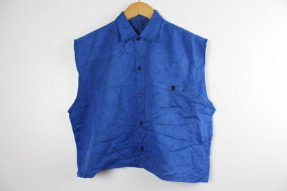 Upcycled Cropped Button-Up Blouse