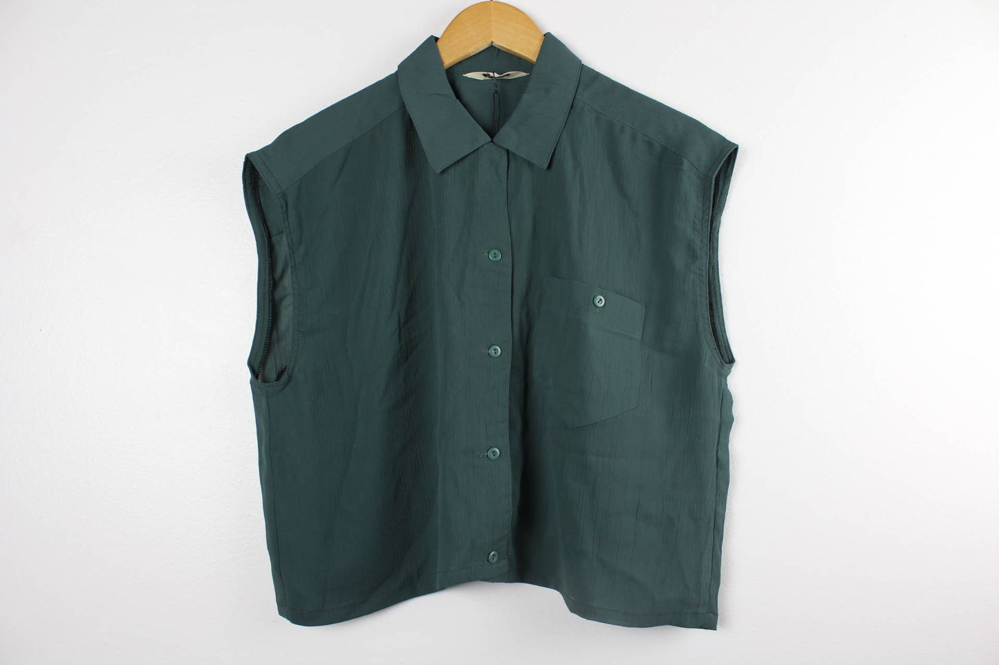 Upcycled Cropped Button-Up Blouse
