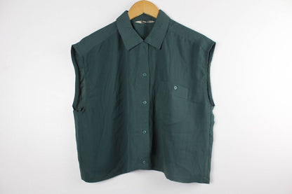 Upcycled Cropped Button-Up Blouse