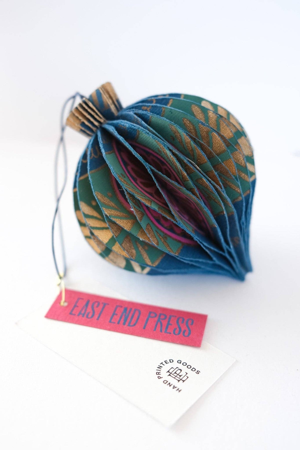 Blue Bauble Honeycomb Paper Ornament