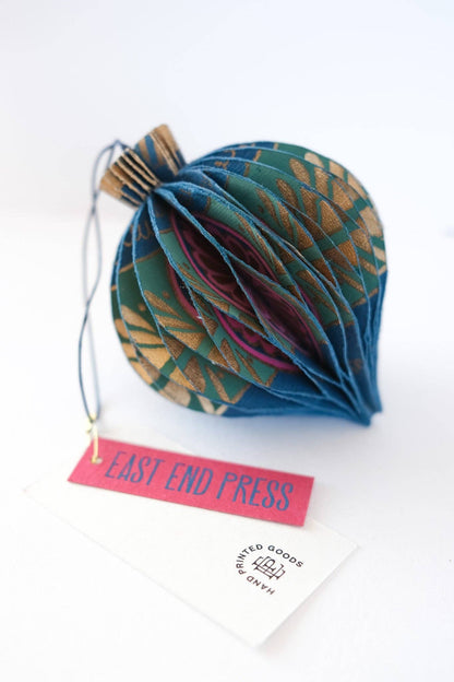 Blue Bauble Honeycomb Paper Ornament